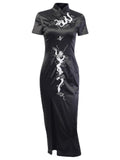 Female Loong Embroidered Side Slit Dress