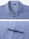 Men's Chinese Style Simple Stand Collar Patch Pocket Tang Suit Shirt