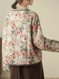 V-neck Printed Floral Winter Jackets for Women