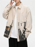 Men's Cityscape Pattern Print Comfortable Shirts