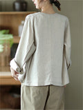 Female Casual Plain Button Up Jacket with Pockets