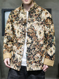 Men's Vintage Daisy Jacquard Long Sleeve Button Jacket