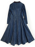 Women's Chic Embroidery Single Breasted Mid-Length Denim Dress