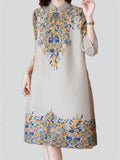 Women's Plus Size Chinese Style Printed Dress