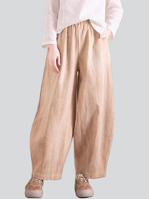 Summer Plain Loose Linen Pants for Women