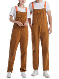 Khaki Multi-Pocket Couple Denim Overalls