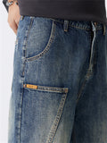 Men's High Street Loose Vintage Blue Straight-Leg Jeans