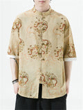 Men's Retro All-Over Dragon Print Tang Suit Summer Shirt