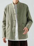 Solid Color Stand Collar Buttoned Jackets for Men