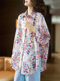 Summer Colorful Jacquard Single-Breasted Chiffon Shirt for Lady