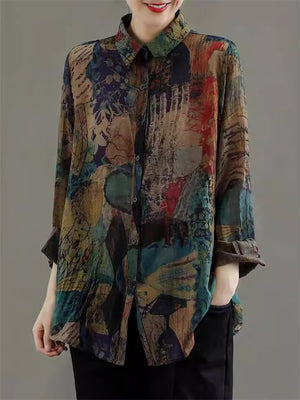 Female Vintage Print Comfortable Spring Shirts