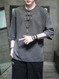 Casual Pure Color Loose Summer Shirt for Male