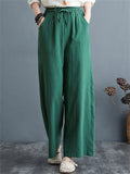 Summer Linen Blend High Rise Straight-Leg Pants for Women