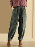 Women's Trendy Multi-Pocket Workwear Cotton Lantern Pants