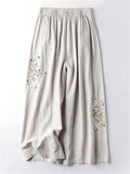 Female Ethnic Style Embroidered Relaxed Fit Thin Pants