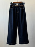 Women's Chic High Waist Plush Liner Straight-Leg Jean with Belt