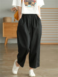 Comfy Elastic Waist Solid Color Pants for Women