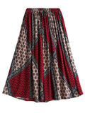 Ethnic Style Print Elastic Waist A-line Skirt for Ladies