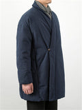 Men's Winter Plain Linen One Button Cotton Padded Coat