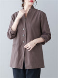 Spring Leisure Single-Breasted Stand Collar Jacket for Women