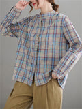 Women's Sweet Korean Style Spring Long-sleeve Plaid Shirts