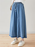 Summer Holiday High-Rise Drawstring Denim Pants for Women