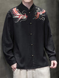 Men's Loong Pattern Embroidery Spring Autumn Shirts