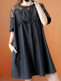 Female Stylish Lace Mesh Patchwork A-Line Dress