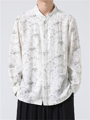 Chinese Style Men's Stand-up Collar Vintage Jacquard Shirt