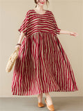 Black & Red Stripe Plus Size Dress for Lady