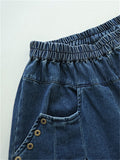 Women's Chic Washed Effect Wide Leg Denim Pants