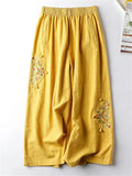 Female Ethnic Style Embroidered Relaxed Fit Thin Pants