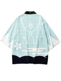 Japanese Sakura Print Summer Outfits Men's Cardigan Shirt + Casual Shorts