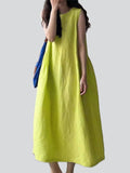 Relaxed Sleeveless Round Neck Holiday Sundress for Women