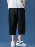 Fashion Vintage Men's Embroidery Cropped Pants