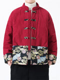 Men's Fashion Winter Dragon Print Corduroy Jacket Tang Suit