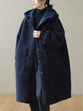 Women's Plain Long-sleeved Mid-length Faux Lambswool Coats