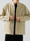 Solid Color Stand Collar Buttoned Jackets for Men