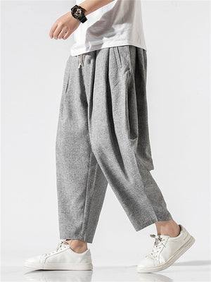 Male Chinese Style Relaxed Summer Wide Leg Pants