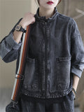 Women's Cool Trendy Autumn Black Denim Jackets