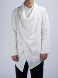 Cotton Linen Simple Split Cowl Neck Shirt for Men