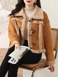 Modish Winter Lapel Fleece Short Coats for Women