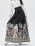 Women's Ancient Chinese Palace Print Horse-face Skirts