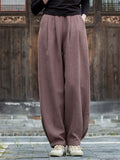 Women's Plain Linen Keep Warm Plush Liner Winter Long Pants