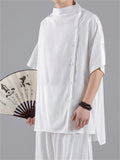 Chinese Style Side Slit Summer Relaxed Shirt for Men