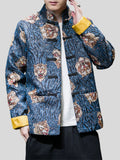 Men's Vintage Stand-up Collar Tiger Print Jackets