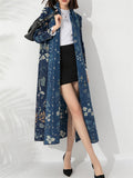 Vintage Ethnic Printed Cardigan Long Coat for Women