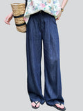 Female Classic High Waist Straight-Leg Blue Jeans with Belt