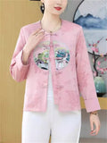 Ancient Style Embroidery Women's Round Neck Silk Jacket