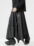 Men's Black Gothic Style Metal Rivet Webbing Wide Leg Pants